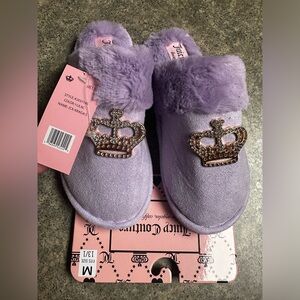 New Juicy Couture Kids Lilac Plush Crown Slippers 13 1